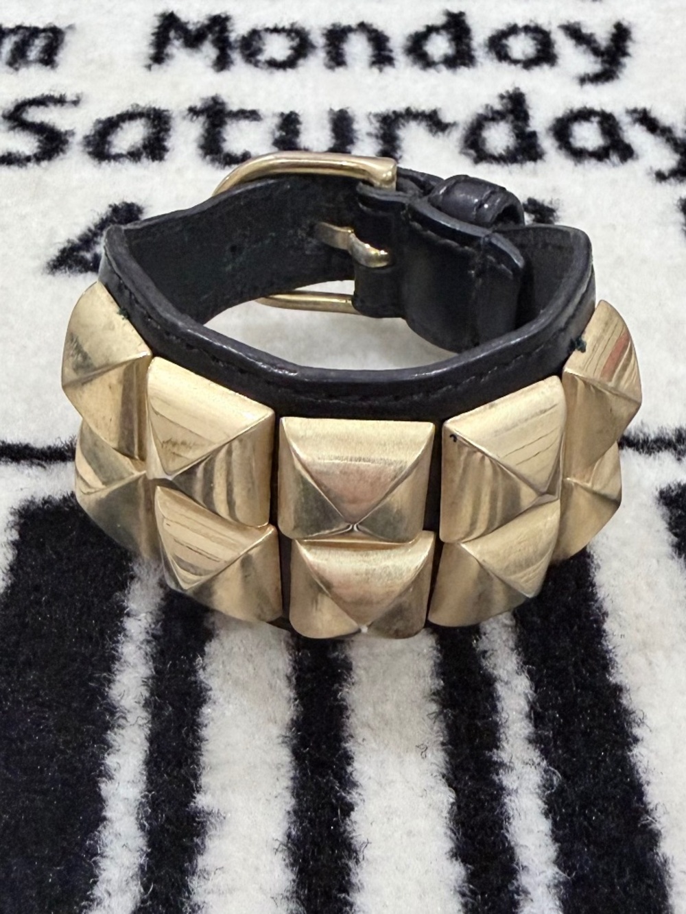 Vintage JOHN LAWRENCE SULLIVAN 2 Rows Studded Metal Leather Wrap Bracelet